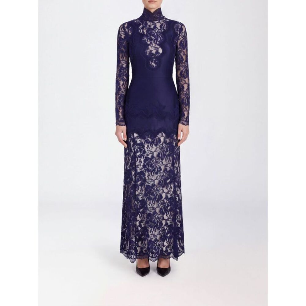 Rabanne Women Rabanne High-Neck Long Lace Sheath Dress